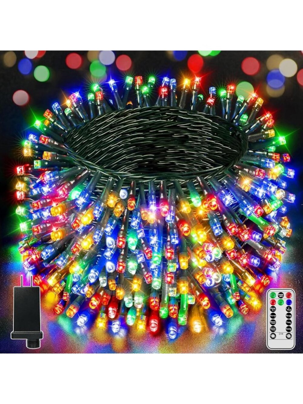 1000 LED Waterproof Christmas String Lights with Remote & Timer, 8 Modes